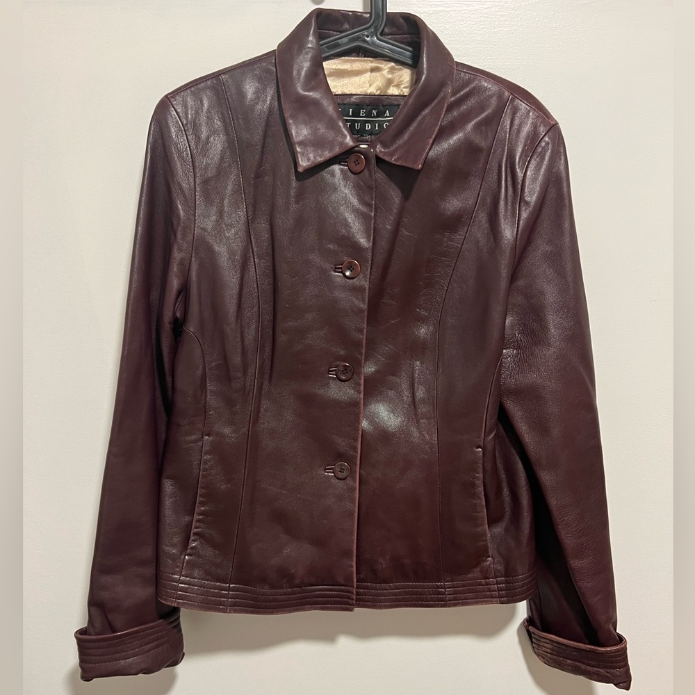 Vintage Siena Studio 100% Leather Oxblood Jacket